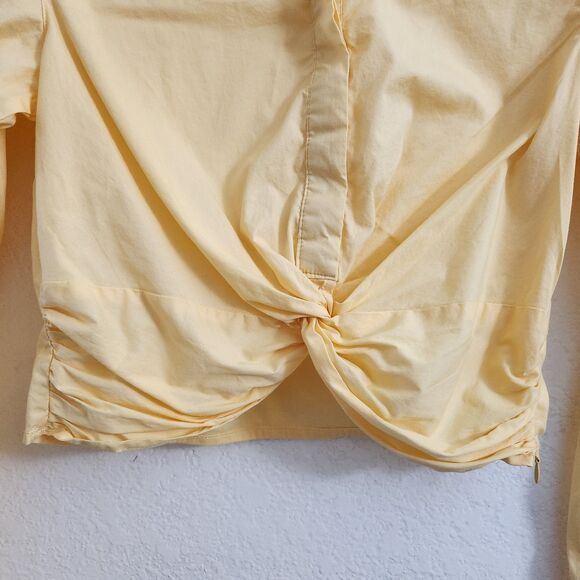 Jason Wu Blouse Womens Small Yellow Crop Button Twist Front Top Longsleeve - Picture 6 of 10